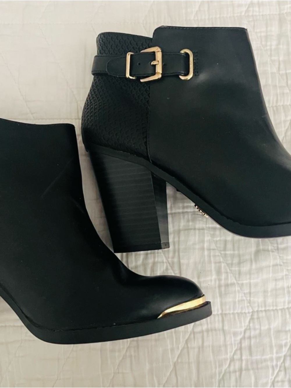Rock & Republic Black Ankle Booties with Gold Accents